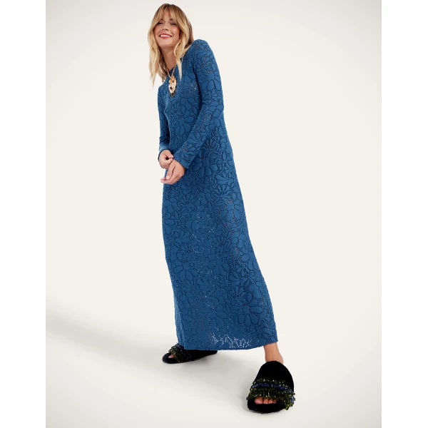 La DoubleJ Lacey Long Sleeve Swing Dress in Blue, view 4