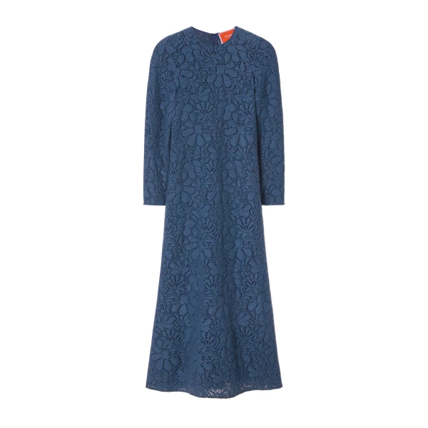 Lacey Long Sleeve Swing Dress in Blue