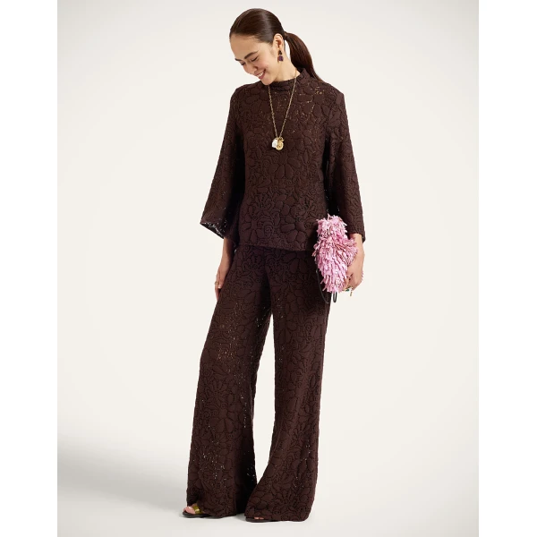 La DoubleJ Lacey Make An Exit Top in Chocolate at Luxury Shoes 