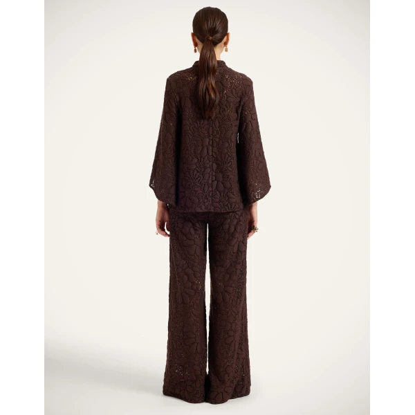 La DoubleJ Lacey Palazzo Pants in Chocolate at Luxury Shoes 