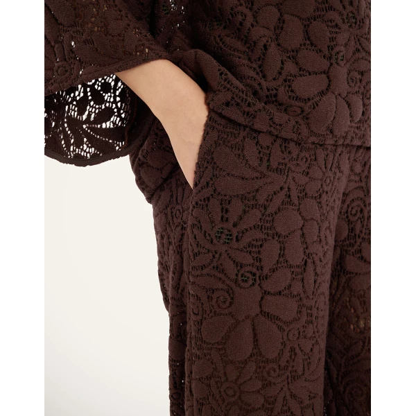 La DoubleJ Lacey Palazzo Pants in Chocolate at Luxury Shoes 