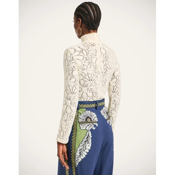 La DoubleJ Lacey Turtleneck in Off White Top, view 3