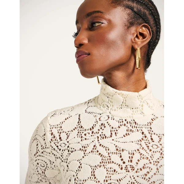 La DoubleJ Lacey Turtleneck in Off White Top, view 4