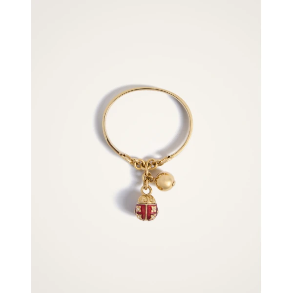 La DoubleJ Lady Scarab Bangle in 24K Gold Plate & Rhinestone, view 3