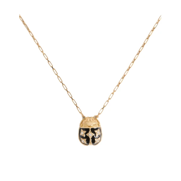 La DoubleJ Lady Scarab Necklace in 24K Gold Plate And Enamel