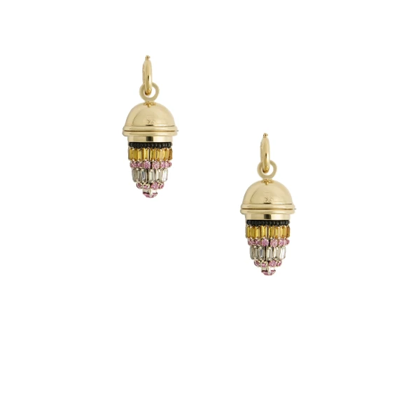 Lantern Earrings in 24K Gold Plate & Crystal Embroidery