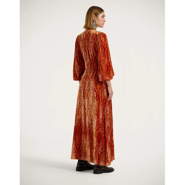 La DoubleJ Long Camerino Dress in Banquet Orange, view 3