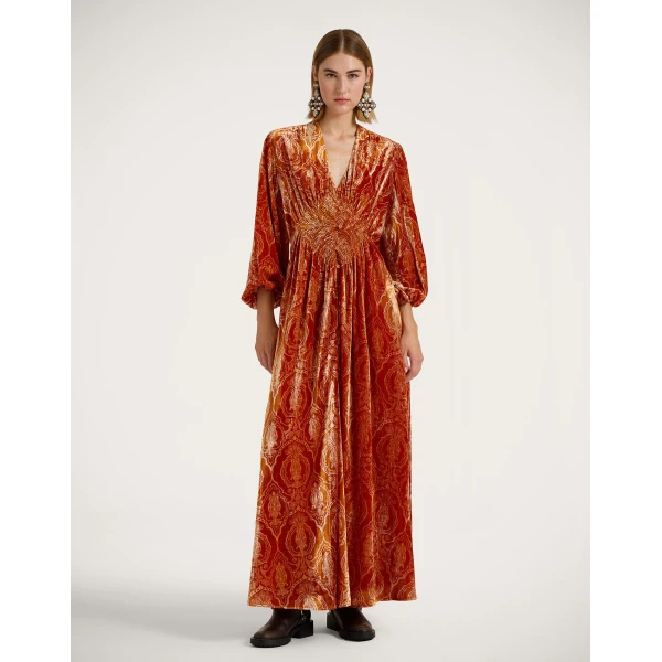 La DoubleJ Long Camerino Dress in Banquet Orange, view 5