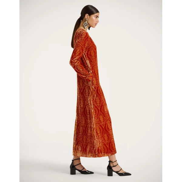 La DoubleJ Long Sleeve Swing Dress in Banquet Orange, view 4