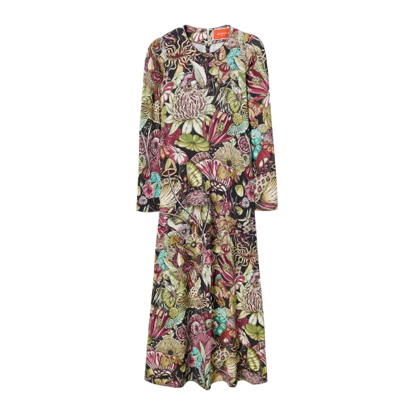 Long Sleeve Swing Dress in Fun-Gi Green