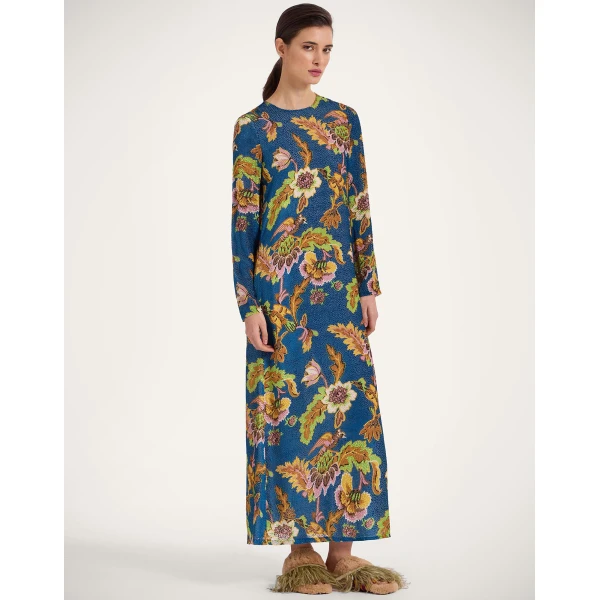 La DoubleJ Long Sleeve Swing Dress in Lark Blue, view 4