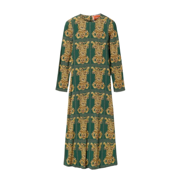 Long Sleeve Swing Dress in Tiger Tiles