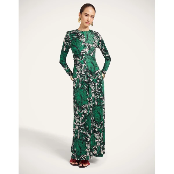 La DoubleJ Long Sleeves Angelica Dress in Quill Green at Luxury Shoes 