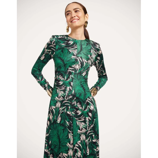 La DoubleJ Long Sleeves Angelica Dress in Quill Green at Luxury Shoes 