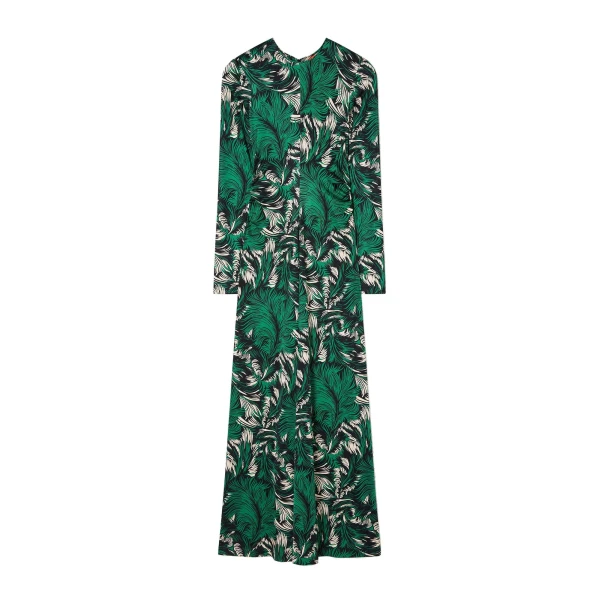 Long Sleeves Angelica Dress in Quill Green