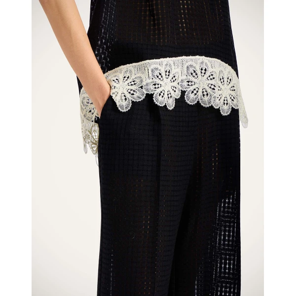 La DoubleJ Loose Pants in Black Window Lace, view 4
