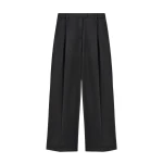 La DoubleJ Loose Pants in Black Wool Satin