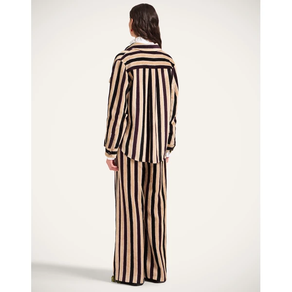 La DoubleJ Loose Pants in Stripes Light Beige, view 3