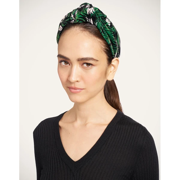 La DoubleJ Love Knot Headband in Quill Green at Luxury Shoes 