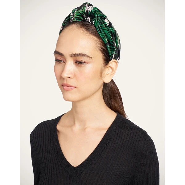 La DoubleJ Love Knot Headband in Quill Green at Luxury Shoes 