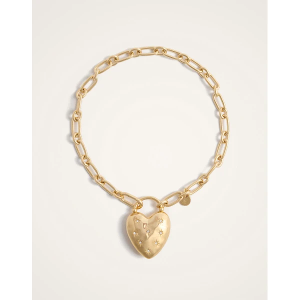 La DoubleJ Love Star Necklace in 24K Gold Plate & Swarovski Crystals at Luxury Shoes 