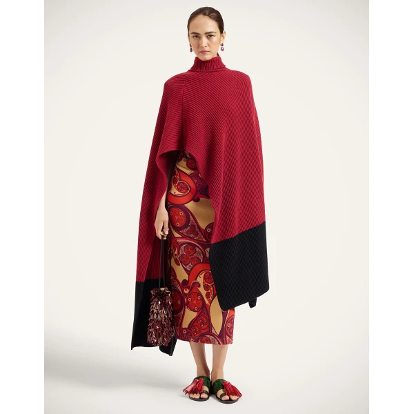 La DoubleJ Make An Entrance Cape Bicolor in Bicolor Burgundy and Black at Luxury Shoes 