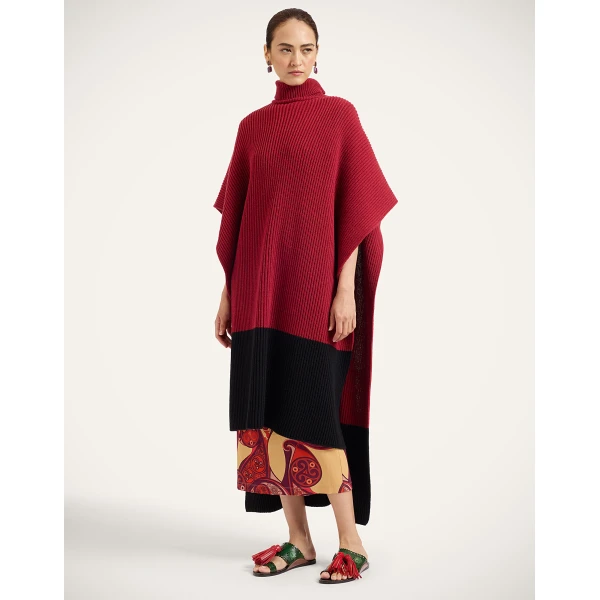 La DoubleJ Make An Entrance Cape Bicolor in Bicolor Burgundy and Black at Luxury Shoes 