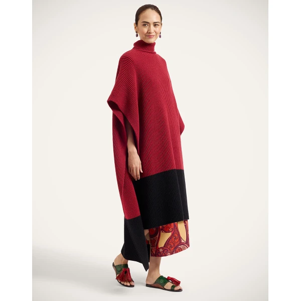 La DoubleJ Make An Entrance Cape Bicolor in Bicolor Burgundy and Black at Luxury Shoes 