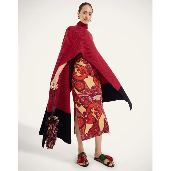 La DoubleJ Make An Entrance Cape Bicolor in Bicolor Burgundy and Black at Luxury Shoes 