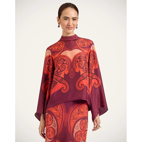La DoubleJ Make An Exit Top in Alchemy Dark Red, view 2