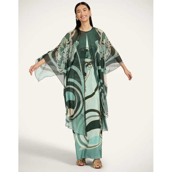 La DoubleJ Maria Cape in Blooming Tulip Dark Green at Luxury Shoes 