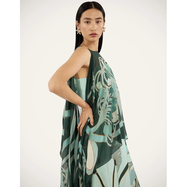 La DoubleJ Maria Cape in Blooming Tulip Dark Green at Luxury Shoes 