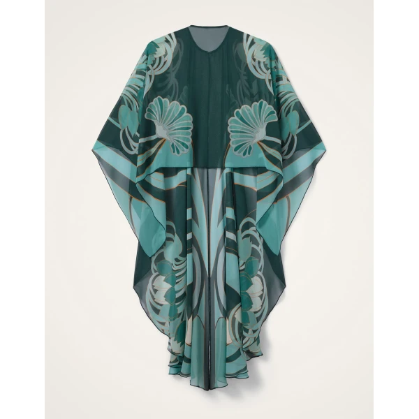 La DoubleJ Maria Cape in Blooming Tulip Dark Green at Luxury Shoes 