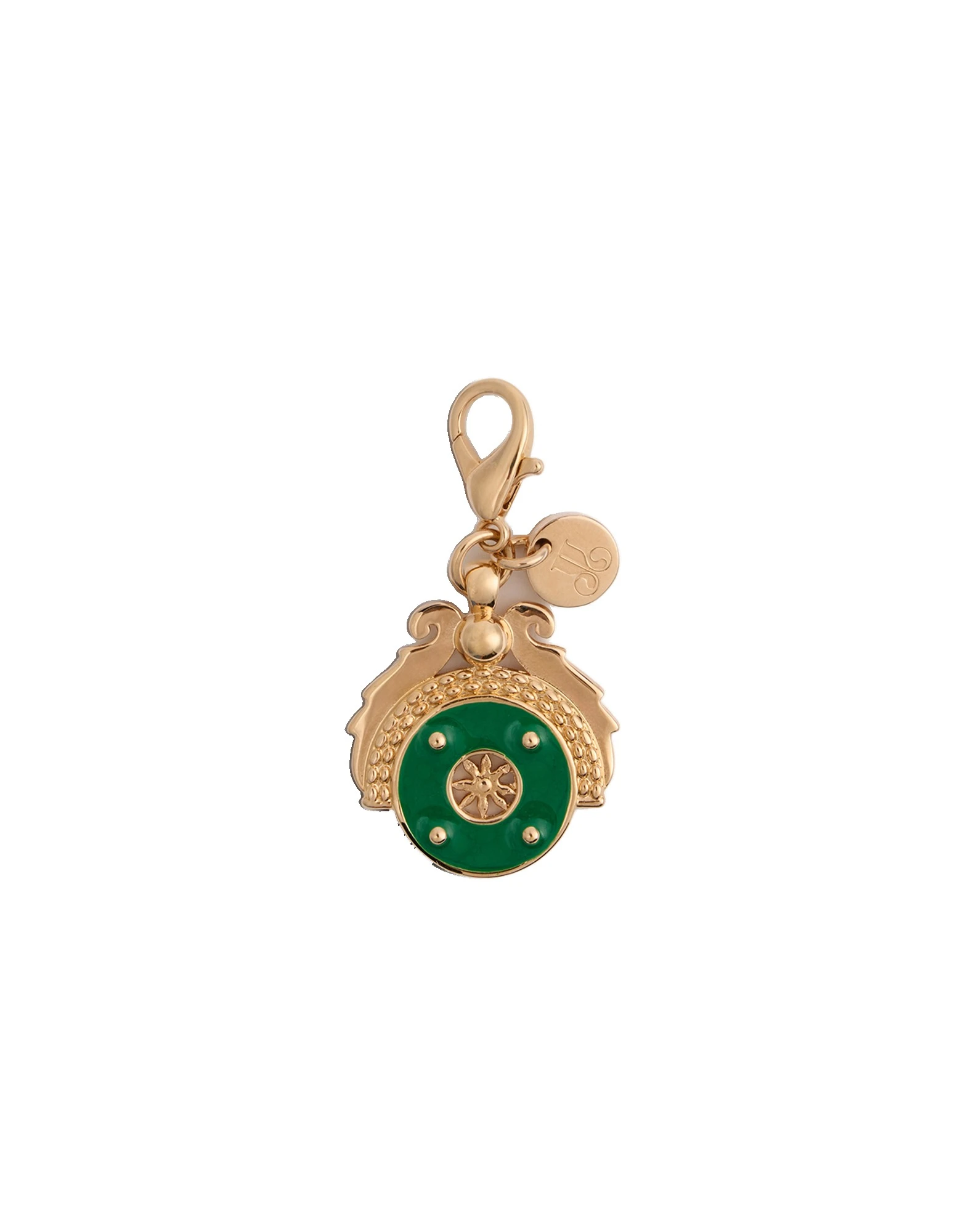 La DoubleJ Medallion Charm in 24K Gold Plate & Green Enamel La DoubleJ Medallion Charm in 24K Gold Plate & Green Enamel