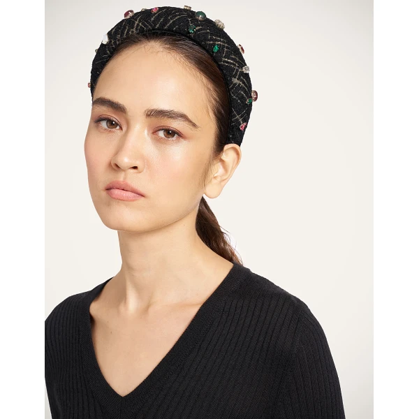 La DoubleJ Medici Headband in Bicolor Black at Luxury Shoes 