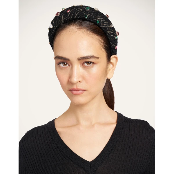La DoubleJ Medici Headband in Bicolor Black at Luxury Shoes 