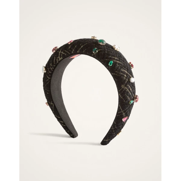 La DoubleJ Medici Headband in Bicolor Black at Luxury Shoes 