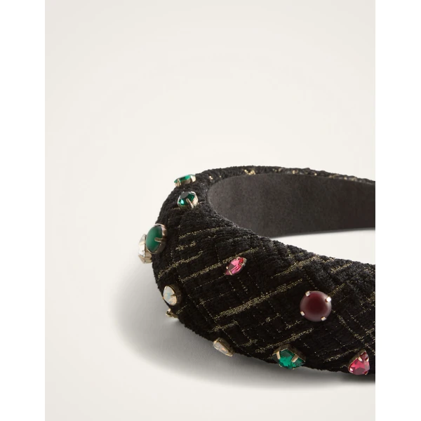 La DoubleJ Medici Headband in Bicolor Black at Luxury Shoes 