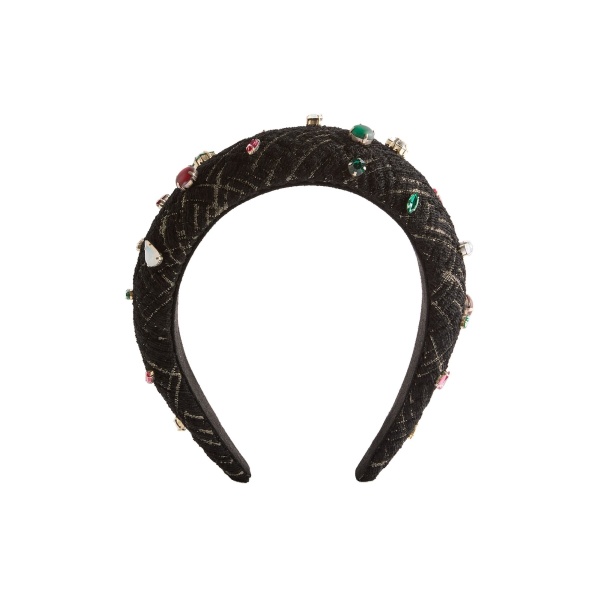 La DoubleJ Medici Headband in Bicolor Black at Luxury Shoes 