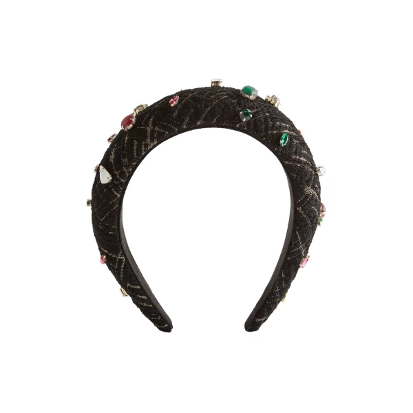 La DoubleJ Medici Headband in Bicolor Black at Luxury Shoes 