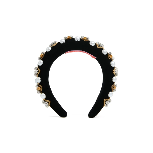 La DoubleJ Medici Headband in Gold at Luxury Shoes 