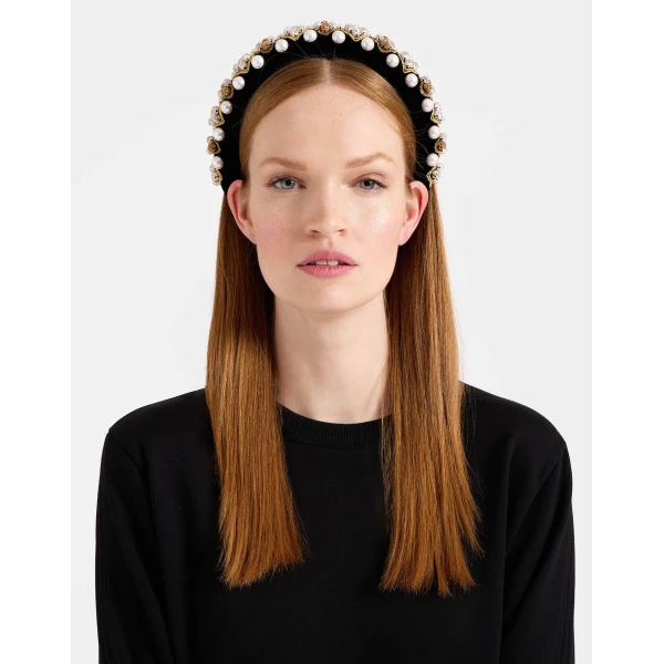 La DoubleJ Medici Headband in Gold at Luxury Shoes 