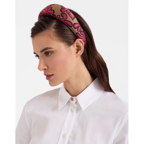 La DoubleJ Medici Headband in Herald Fuchsia at Luxury Shoes 