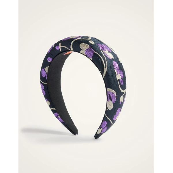 La DoubleJ Medici Headband in Honeysuckle Black at Luxury Shoes 