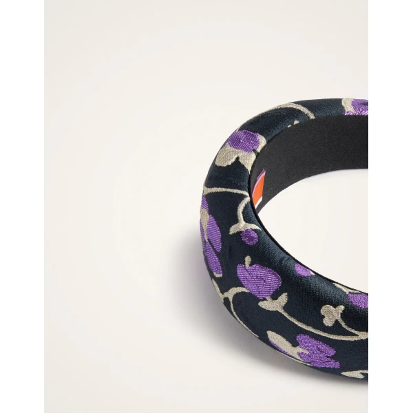 La DoubleJ Medici Headband in Honeysuckle Black at Luxury Shoes 