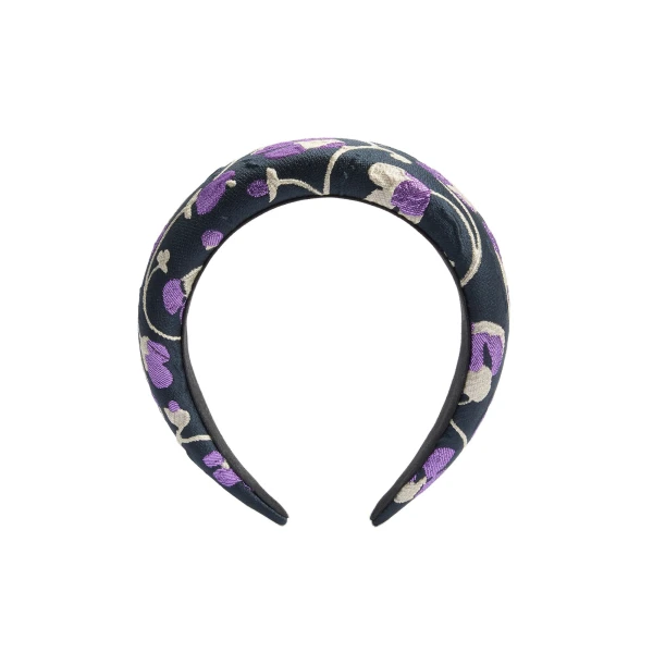 La DoubleJ Medici Headband in Honeysuckle Black at Luxury Shoes 