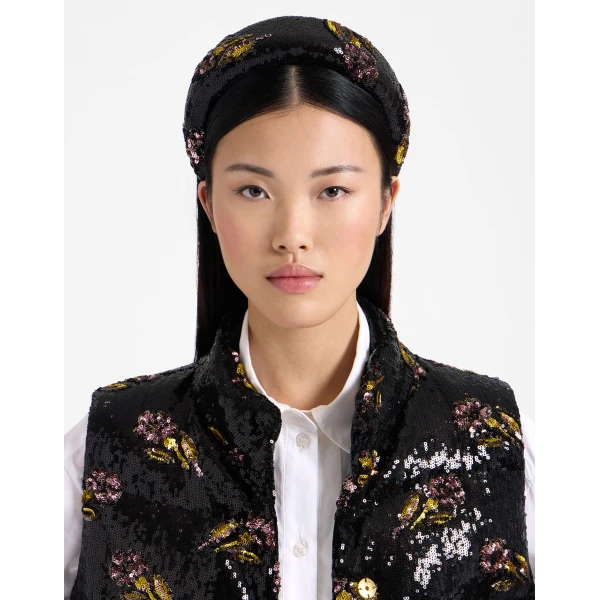 La DoubleJ Medici Headband in Mayfair Black at Luxury Shoes 
