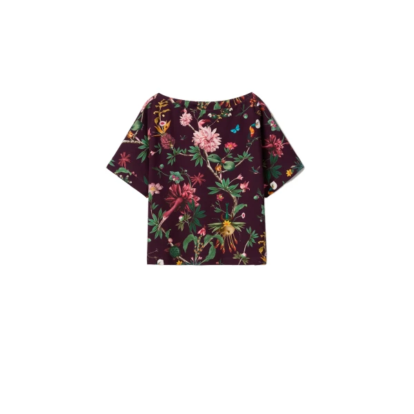 Meditation Poncho in Zooflora Burgundy