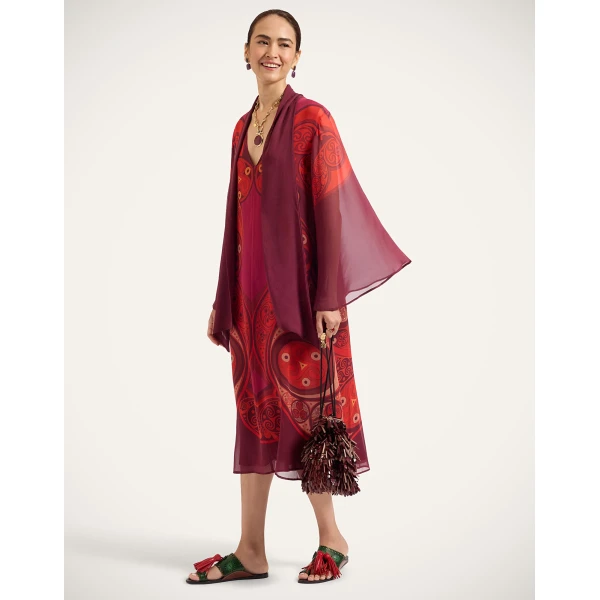 La DoubleJ Midi Magnifico Dress in Alchemy Dark Red at Luxury Shoes 