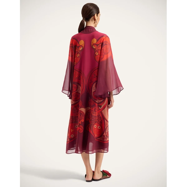 La DoubleJ Midi Magnifico Dress in Alchemy Dark Red at Luxury Shoes 